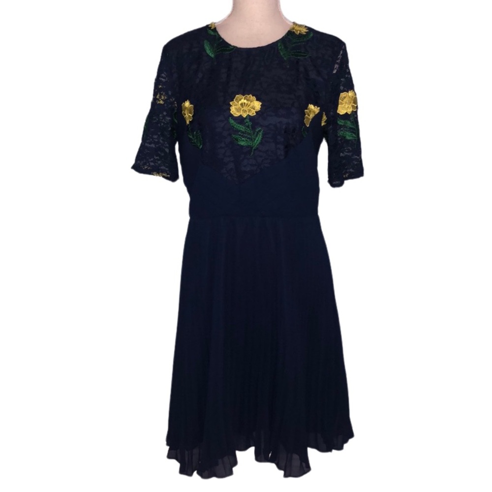 ASOS pleated floral lace mini dress